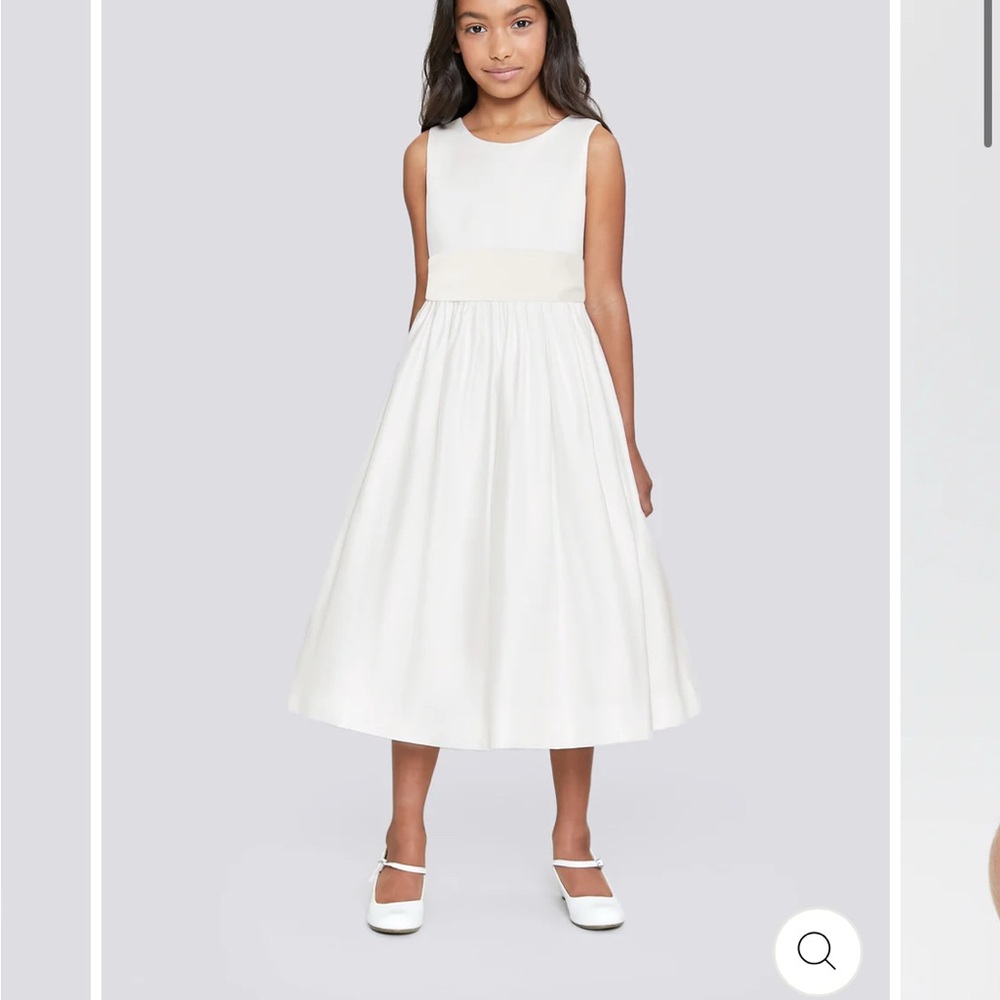 US Angels Beige Flower Girl Dress with Purple Sash